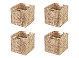 INWONA Kallax Expedit Regal Korb 34 x 32 x 32 cm aus Wasserhyazinthe Natur Faltkorb Flechtkorb Regalbox Storage Box Aufbewahrungskorb Schrankkorb klappbar faltbar und sehr stabil 4er-Set Sparp