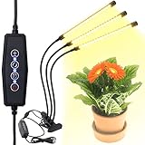 Japard LED Grow Light Strips für Zimmerpflanzen Vollspektrum, 3/6/12H Timer, 60 LEDs, 5 Dimmbare Stufen, Schreibtisch Clip Sunlike Grow Lights für Sämlinge Hydroponik Sukkulent USB Pow