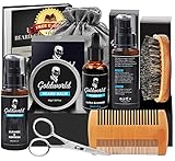 Bartpflege Set Geschenke für Männer mit Bart Wax,Bartshampoo,Bartöl Herren,Bartbalsam,Bartkamm,Bartbürste,Bartschere,Bart Schablone,Bartpflegeset Männer Bartwuchsmittel Papa Geschenk für Ihn M