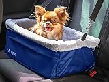 Vicera Hunde Autositz für Beifahrersitz & Rückbank, Stabiler Hundesitz für kleine Hunde & Katzen fürs Auto, Wasserdichter Hundekorb mit Kissen und Sicherheitsgurt (Blau)