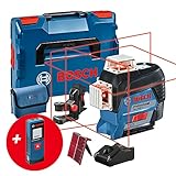 Bosch Professional Linienlaser GLL 3-80 C + Entfernungsmesser GLM 20 (1x Akku 12 V, roter Laser, mit App-Funktion, Arbeitsbereich: bis 30 m, in L-BOXX) – Amazon Exclusive S