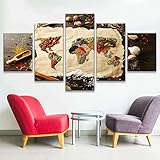 Gewürze Weltkarte Liebe Küche 5 Stück HD Wand Kunstdruck HD Print Poster Gemälde Ölgemälde Wohnzimmer Wohnkultur Bilder 30x40 30x60 30x80cm Kein R
