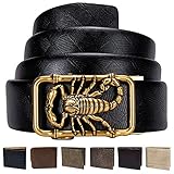 Dubulle Designer Gürtel für Herren Leder mit Bifold Slim Pocket Wallet Ratsche Autoamtic Schnalle Casual Hochzeit formelle Geschenkbox, A-Gold Skorpion + Geldbörse, 20/46' T