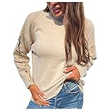 Elegante Bluse, elegant, für Partys, Damen, Spitzenpullover, sexy, Herbst, Winter, Sweatshirt mit V-Ausschnitt, Strickpullover mit hohem Ausschnitt, (#003) gelb, S