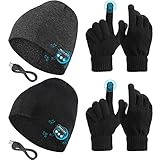 Musikmütze Kabellos 4 Stück Bluetooth Beanie mit Handschuhen Techy Stuff Kompatibel mit B