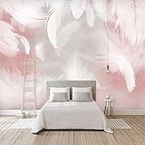 OPNIUNIU 3D Wallpaper Foto Tapete Mode Rosa Feder Wandbilder Wohnzimmer Schlafzimmer Romantische Wohnkultur Selbstklebende wasserdichte 3D-Aufkleber Wandtap