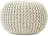 Schöne Kleine Möbel Zeitgenössisches Wohnzimmer Kissen Sitz Home Dekorativ, Individualität Kreativität Handgewebter Futon Fußschemel, Runder Gestrickter Hocker,Beige-50 * 50 * 30