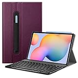 Fintie Tastatur Hülle für Samsung Galaxy Tab S6 Lite 10,4 SM-P610/ P615 2020 mit Stifthalter - Ultradünn Keyboard Case mit magnetisch Abnehmbarer drahtloser Deutscher Tastatur, L