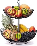 Chefarone Obst Etagere 33 cm - XL Obstschale für mehr Platz auf der Arbeitsplatte - Etageren mit Obstschalen - dekorativer Obstkorb (schwarz)