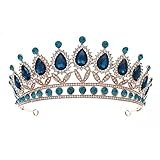 YURT Krone Damen,Vintage Halbkreis Himmelblau Strass Königin Krone Stirnband Prinzessin Tiara Mädchen Elegante Braut Hochzeit Festzug Geburtstag Prom Haarschmuck