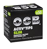 OCB ActivTips Slim 7 mm-Aktivkohlefilter mit Keramikkappen-6 x 50 Stück, Silber,