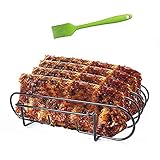 AISHNA Spare Rib Halter BBQ, Braten und Rippchenhalter Edelstahl, Zum Grillen von Lammkoteletts, Steaks,spülmaschinengeeignet.Q 300/3000 und Gasgrills sowie Holzkohlegrills(Spare Rib Halter BBQ)