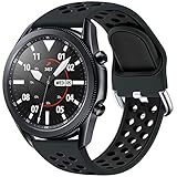 JUVEL Kompatibel mit Samsung Galaxy Watch 3 Armband 45mm/Galaxy Watch Armband 46mm, 22mm Sport Silikon Armband Atmungsaktive Ersatzarmbänder für Huawei Watch GT/GT2 46mm, Groß, Kohleschw