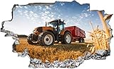 DesFoli Traktor Trecker Feld Landwirtschaft Wandtattoo Wandsticker Wandaufkleber C2142 Größe 70 cm x 110