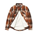 SKYROPNG Men's Western Warm Shirt - Cashmere Button Down Regular Fit Shirt, Classic Checkered Long Sleeve Flannel Casual Top, Heavy Weight Fleece Sherpa Jacket S - XL,Style 2,M