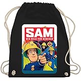 Shirtracer Feuerwehrmann Sam Tasche - Sam der Held von nebenan - Unisize - Schwarz - Statement - WM110 - Turnbeutel und Stoffbeutel aus Baumw