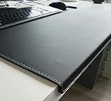 Gewinkelte Schreibtischunterlage mit Kantenschutz sanft lux Leder 60 x 38 Schwarz Silbergraue N