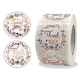 500pcs Danke Aufkleber,Dankeschön Sticker Roségold, Thank You Sticker,Geschenkaufkleber,Geburtstag,Briefumschlag,Gäste,Hochzeit,Backen,Blumen Verpackung Etiketten(3,8 cm)