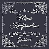 Meine Konfirmation Gästebuch: Erinnerungsbuch Album - Edel Geschenkidee zum Eintragen und Ausfüllen von Glückwünschen für den Konfirmand / ... Motiv: Vintage Blau Silber O