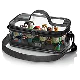 Hörfiguren-Tasche mit Magnetboden | Transparente Tonies-Tasche für bis zu 30 Tonies | Abnehmbarer, Verstellbarer Schultergurt und Tragegriff (elefantengrau)