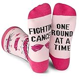Beat Cancer Socken - lustiges Geschenk für Krebs, Überlebenden oder Chemo-Patienten - für Damen und Herren (pinke Boxhandschuhe)