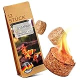 SYMPAA Kaminanzünder Bio Anzünder mit 15 min Brenndauer -12 Stück- Grillanzünder aus Wachs Feueranzünder Ofenanzünder Öko Grillkohleanzünder Holzanzünder fire Starter Grill-Geschenk