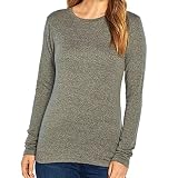 Eddie Bauer Women's Favorite Long-Sleeve Crewneck T-Shirt, Charcoal Space Dye, M