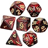 7 Stücke DND Würfel Set Polyeder Würfel Set mit Schwarzen Beuteln Dungeons and Dragons Würfel Set Rollenspiele Würfel Set für Pfadfinder Rollenspiele RPG (Rot und Schwarz)