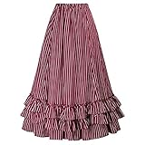 WQZYY&ASDCD Bleistiftrock Midi Lange Röcke Damen Sommer Hohe Taille Gestreifte Retro Dame Rüschenröcke Für Weibliche XXL Winew