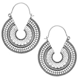 81stgeneration Frauen .925 Sterling Silber 40 mm Indisch Ägyptische Stil Creolen Ohrring