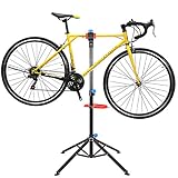 Fahrradmontageständer, Fahrrad Reparaturständer mit Werkzeugablage+Magnetfach, Höhenverstellbar & Klappbar, Belastbar bis 50kg, Keine Kratzer, Vierbeiniger Ständer für Fahrradrep
