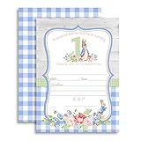 Amanda Creation Little Rabbit Einladungskarten zum 1. Geburtstag, mit Umschlägen, 20 Stück