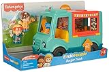 Fisher-Price GYF59 - Little People Burger Truck – deutsche Version, Musikspielzeug zum Anschieben mit Figuren, Spielzeug für Kleinkinder und Vorschulkinder von 1 bis 5 J