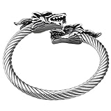 Armband Dragon - Drachenkopf - Armband im Wikinger - Still und Edelstahl. Silber oder Goldfarbe - Verstellb