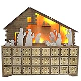 Yajun LED Weihnachts Adventskalender Zum Befüllen Holz Countdown Aufbewahrungs Schubladen Batteriebetriebene Weihnachts Dek
