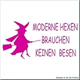 cartattoo4you® AK-00541 | Hexe - Moderne HEXEN BRAUCHEN KEINEN Besen | Autoaufkleber Aufkleber, pink/Magenta, in 24 Farben erhältlich, 20 x 10 cm, g