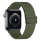 amBand Armband Kompatibel mit Apple Watch 45mm 44mm 42mm 41mm 40mm 38mm, Stoff Geflochten Weichem Nylon Sport Dehnbarer Armbänder für iWatch Series 7/6/SE/5/4/3/2/1 Herren D