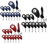 FINGERTEN Golf Headcover Schlägerkopfhüllen Eisen Upgrade Size Magnetic Wert 11 Stück Beidseitig für Linkshänder Rechtshänder Kunstleder Deluxe Golf Schlägerhauben Haupt Eisen Clubs (Blau)