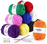 Premium Wolle Polyacryl - 10er Pack Garn Wolle Zum Stricken, Bunt Acrywolle Zum Häkeln, Häkelgarn Baumwollgarn Dicke Wolle für Anfänger (10 Mehrfarbig)