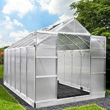 BRAST Gewächshaus Aluminium mit Fundament rostfrei 380x250x235cm Silber 6mm Platten 37 Modelle Alu Treibhaus Glashaus T