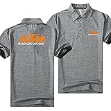 RUNINGW T-Shirt Kurzarm Für Herren, K-TM Volldruck Dünnes Revers Polo T-Shirt, Casual Outdoor Sportswear Polyester Polo,Grau,XXL/XX~Larg