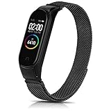 Yisica Für Xiaomi Mi Band 3 Armband/Xiaomi Mi Band 4 Armband, Metall Magnetisch Edelstahl Ersatzarmband Kompatibel mit Xiaomi Mi Smart Band 4 (Schwarz)