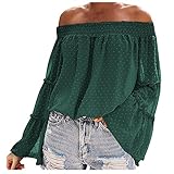 Kobay Damen Winter Mantel Oberteile Elegant Langarmshirt Frauen Strickwaren Wellenförmige Streifen Kontrastfarbe Halber Rollkragenpullover Weihnachtspullover(Armeegrün, XL)