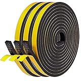 NAVK Selbstklebend Schaumstoff klebeband 6mm x 3mm, 5m Schwarzes Dichtungsband Fensterdichtung für Tür Schalldämmung Anti-Kollision Gegen warme kalte Zugluft und Lärm, 3 R