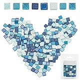 GORGECRAFT 220 Stück Mosaikfliesen Glas Glitter Mosaik Mischfarbe Mosaik Quadratische Form Glasmalerei Stein für DIY Kunst Handwerk Projekte Handgemachte Dek