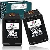 LUCASCOLO Wiederaufbereitete Tintenpatrone für HP 302 XL für HP Officejet 3830 3831 3832 3833 3834 4650 5230 Deskjet 3630 1110 2130 2132 3636 Envy 4527 4524 4520 4522 4523 (2 schwarz)