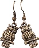 Unbekannt Cute Vintage OWL 50s Eulen Retro OHRHÄNGER - Goldfarben Rockabilly