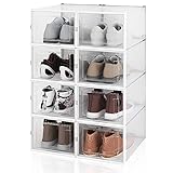 Lospitch 8 STK Schuhboxen Transparent Schuhe Box Plastik Schuhaufbewahrung Box Stapelbar Aufbewahrungsbox Schuhe Kunststoff Schuhorganizer Schuhk