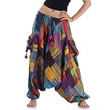 Princess of Asia Strahlend Bunte Patchwork Haremshose Aladinhose Pumphose für Damen und Herren (Einheitsgröße, Farbensinfonie)