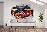 Vlies Fototapete/Poster XXL /3D Wandillusion/Loch in der Wand *Auto/Rennwagen/Hot Car*